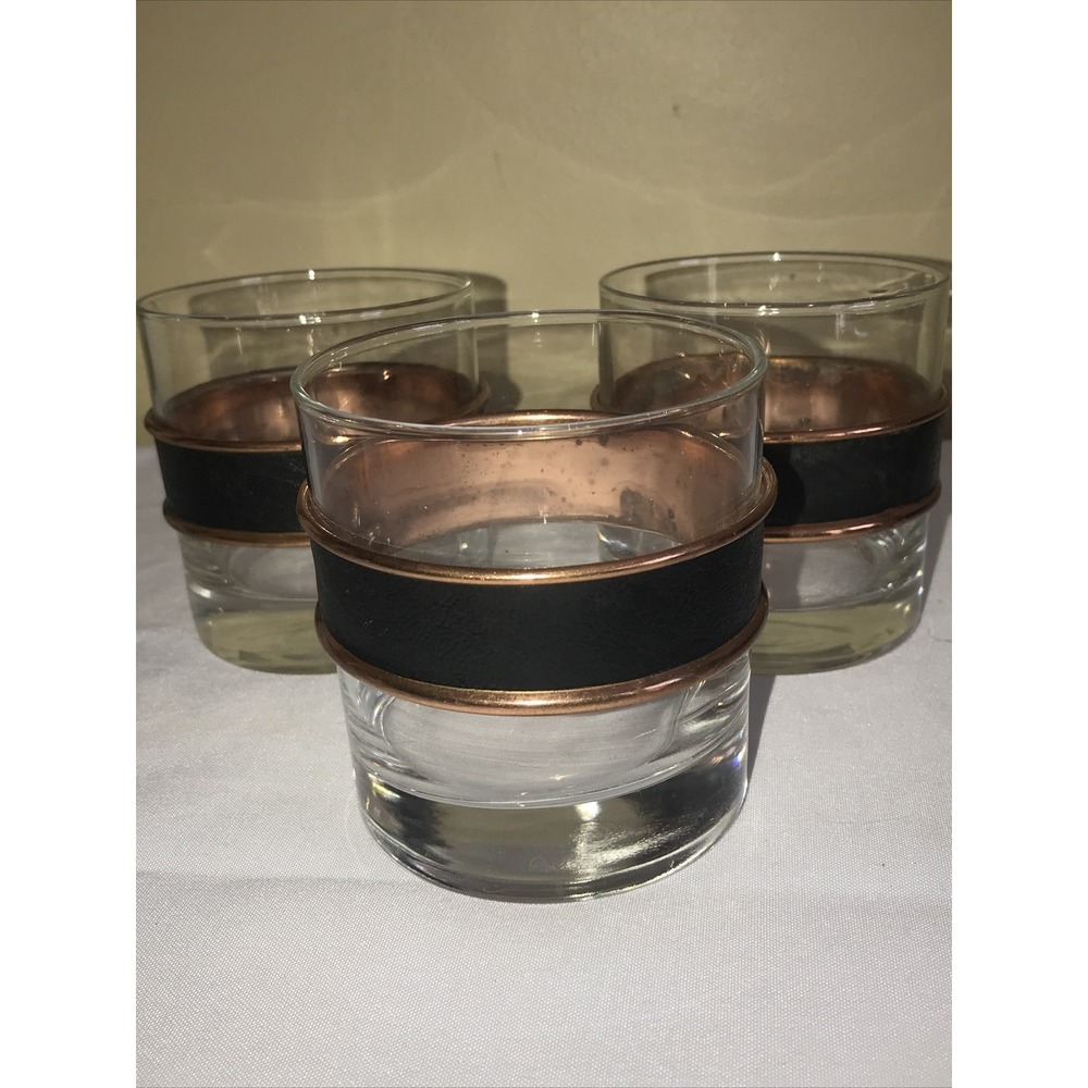 Vintage Coppercraft MCM Guild Set Of‎ three  Rocks glasses